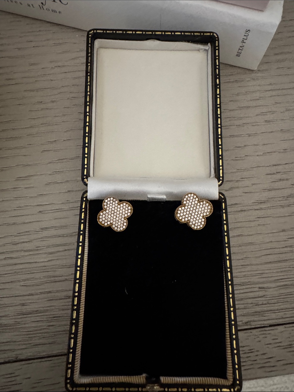 Gold Clover Pavé Crystal Stud Earrings - Women Jewelry